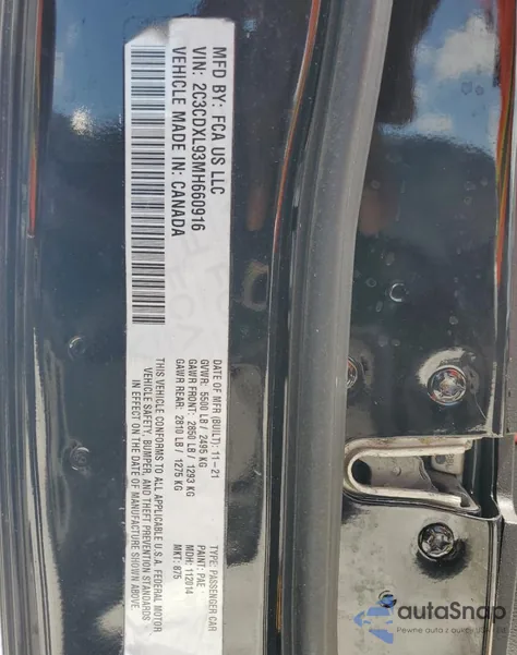 2021 Dodge Charger Srt Hellcat из США, поврежденный, VIN 2C3CDXL93MH660916